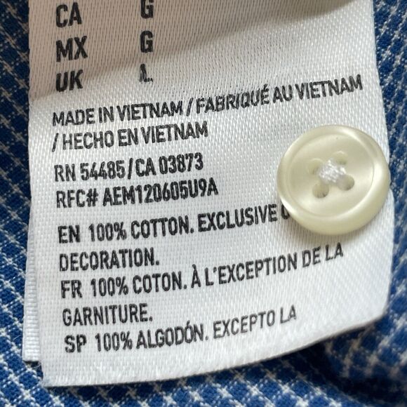 American Eagle Men Blue small plaid Button Down Classic Fit Long Sleeve SZ/L-G - Picture 13 of 14